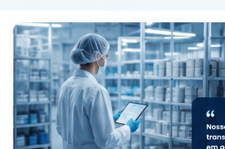Profissional em ambiente farmacêutico